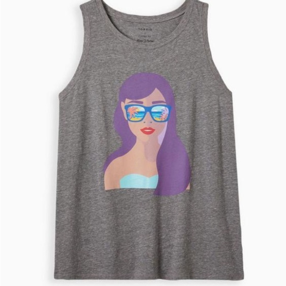 Torrid Vintage Tank - Triblend Jersey Graphic Scenic Sunnies Gray